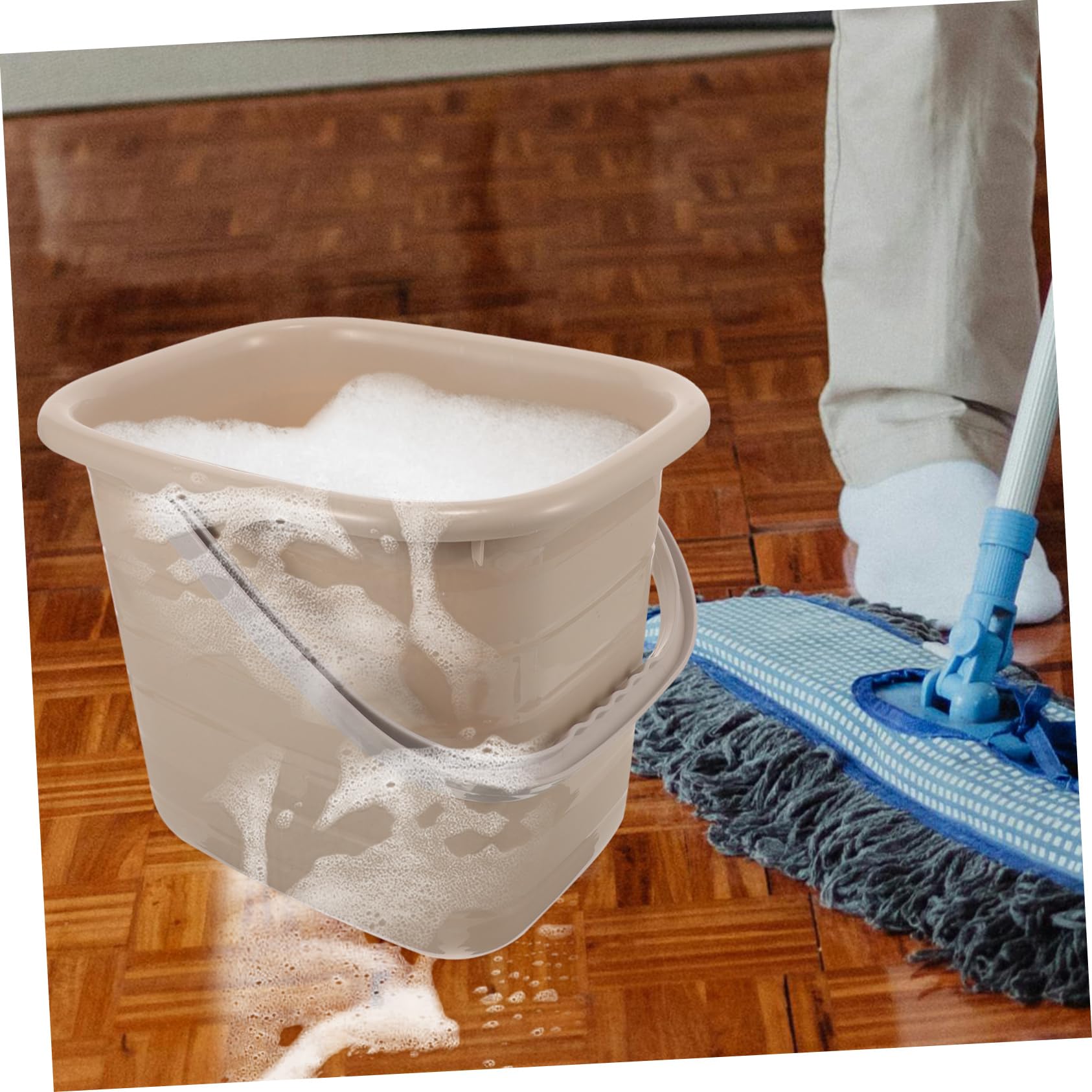 Secchio in Plastica Rettangolare con Manico 11l Khaki | Capienza per Liquidi, Uso Domestico, Tinta Kaki, Pratico per Detergenti e Piccoli Travasi
