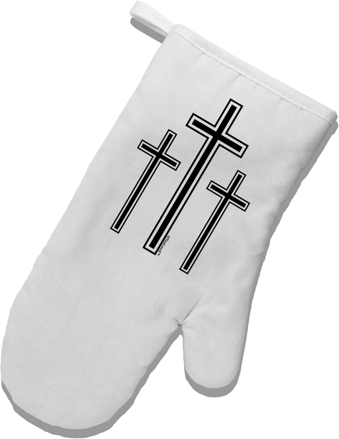 TooLoud Three Cross Design - Easter White Printed Fabric Oven Mitt