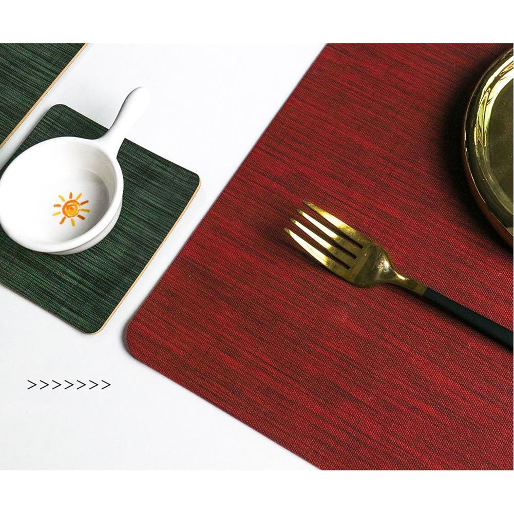 Napperons en PVC Lavables | Tapis De Table Basse De Cuisine Imperméables | Tapis De Table Rectangulaires Modernes | 43x30cm (16.9x11.8in),Rouge Foncé,8 Pièces