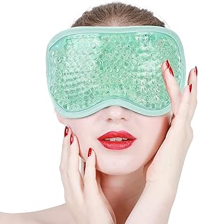 Reusable Gel Eye Pack,Anti‑Fatigue Gel Beads Cooling Eye Pack Hot Cold Compress Relaxing Soothing Eye Patch Relax Your Eye Tired, Puffy Eyes, Headaches Dark Circles(Green)