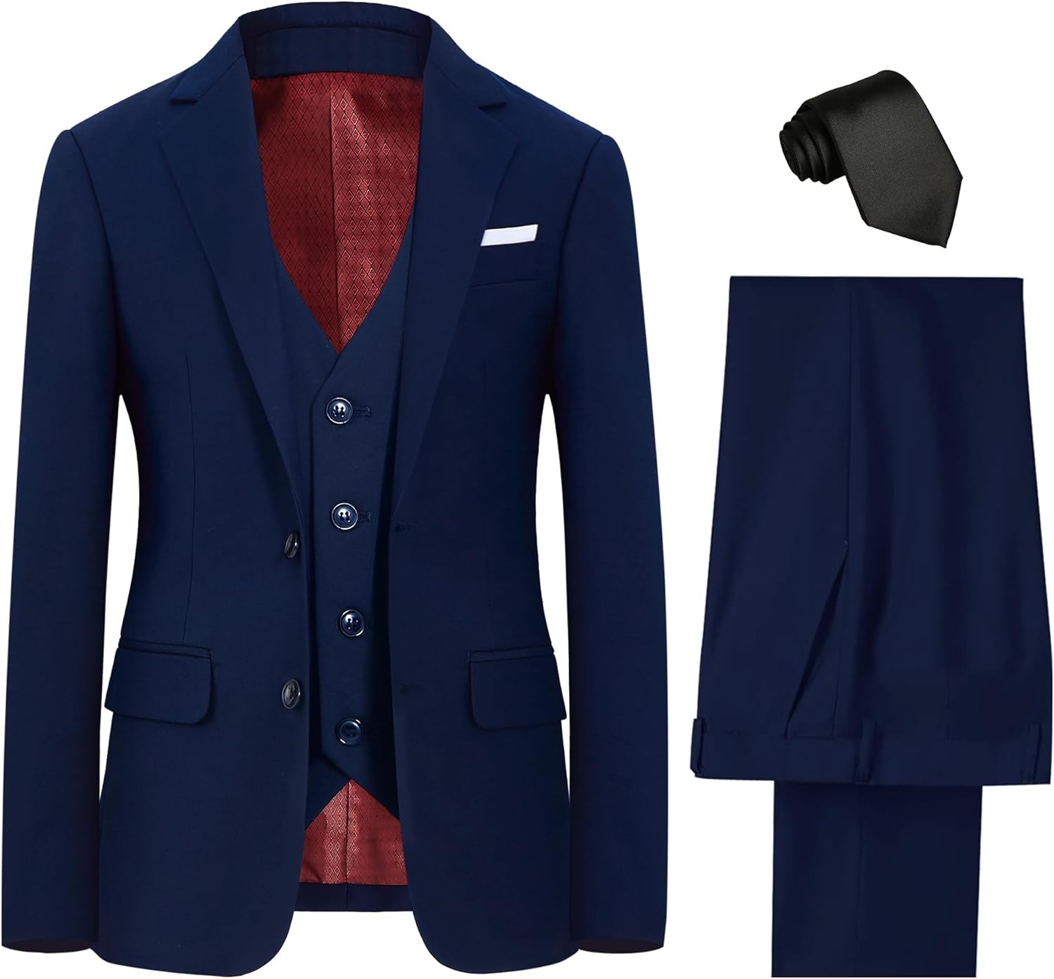 Boys' Formal Suit Set, with Suspenders, Adjustable Waist