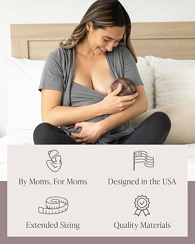 Miniatura 6 de Kindred Bravely Top de algodón orgánico de piel a piel para lactancia Camisa de lactancia ajustable, Gris Caliente