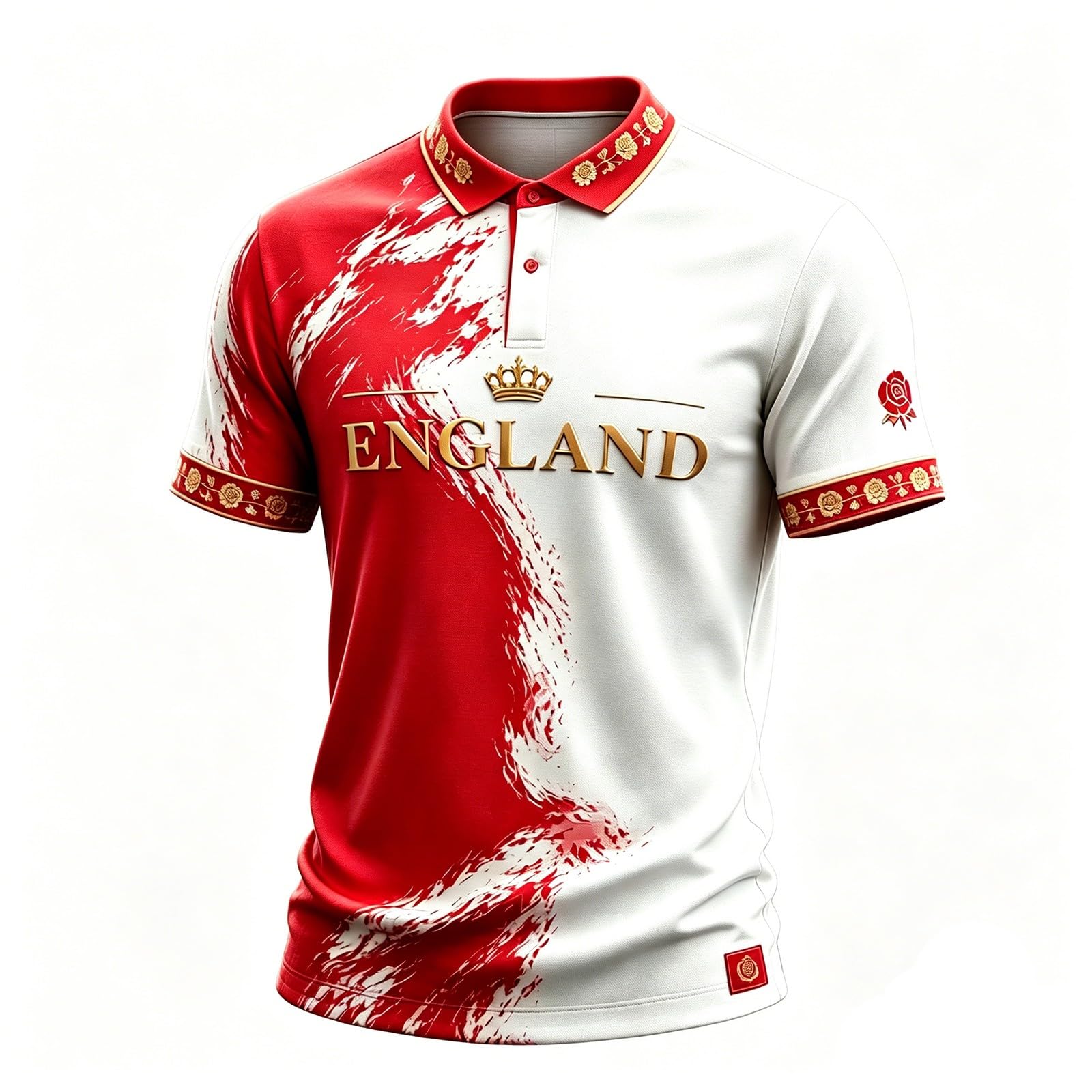 England Polo Shirts for Men Football 2026 Collared Neck Short Sleeve Great Britain Bunting Flags Print Union Jack T Shirt England Football Jersey Tops Breathable Fans Shirts (005-White, M)