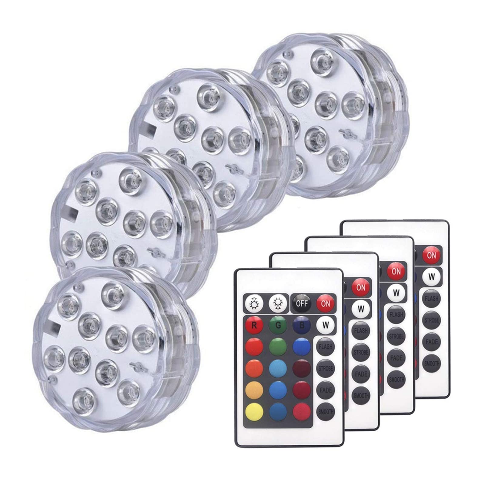 Luz de buceo con Control remoto RGB IP68, luces subacuáticas impermeables, estanque, piscina, lámparas decorativas noche for acuario Bajo Consumo De EnergíA(1 controller 9 Lamp)