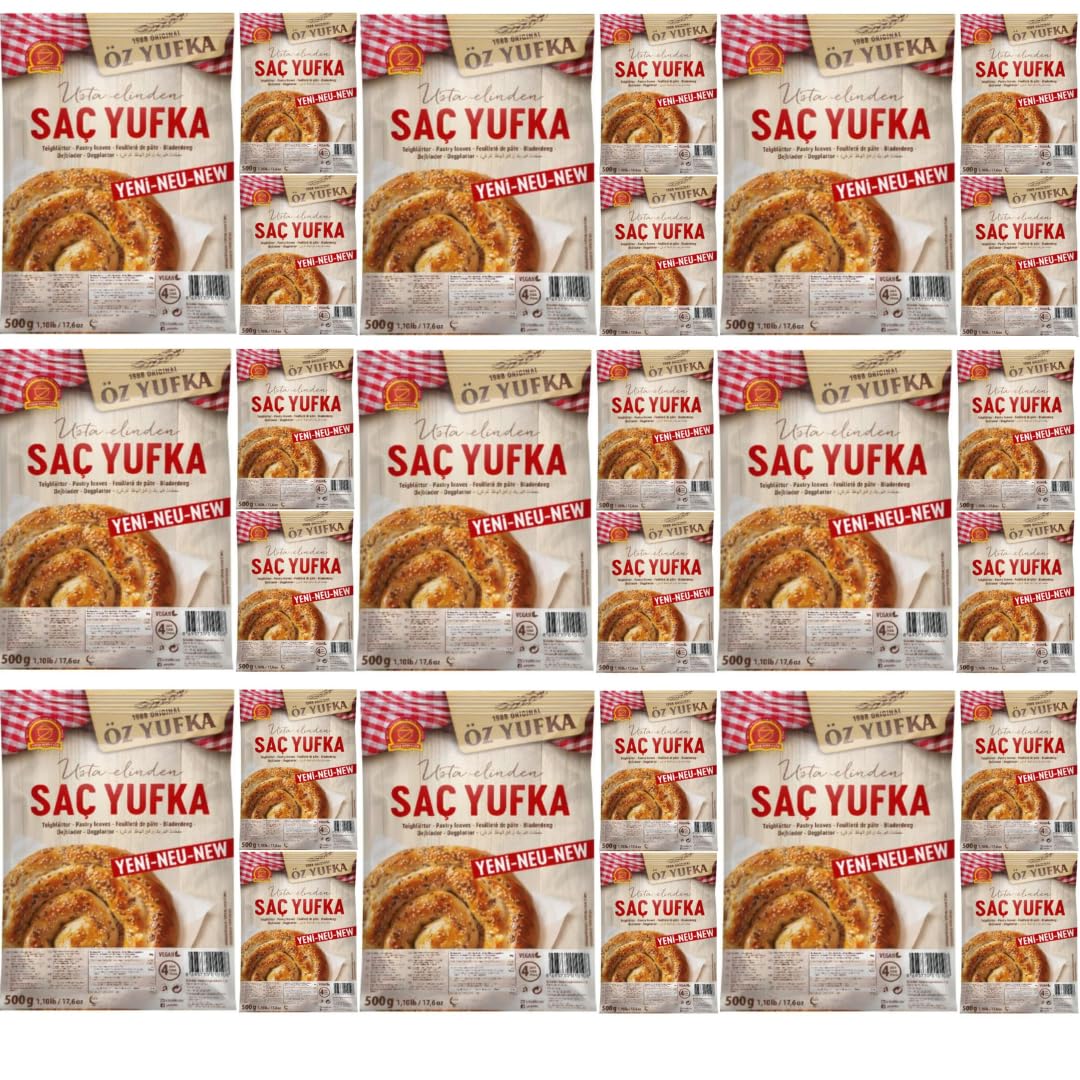 Öz Yufka Teigblätter Täglich frischer Teig - Frisches Gebäck, Teigblätter Filoteig 500 Gramm x 27 Packungen mit Pufai Grocery