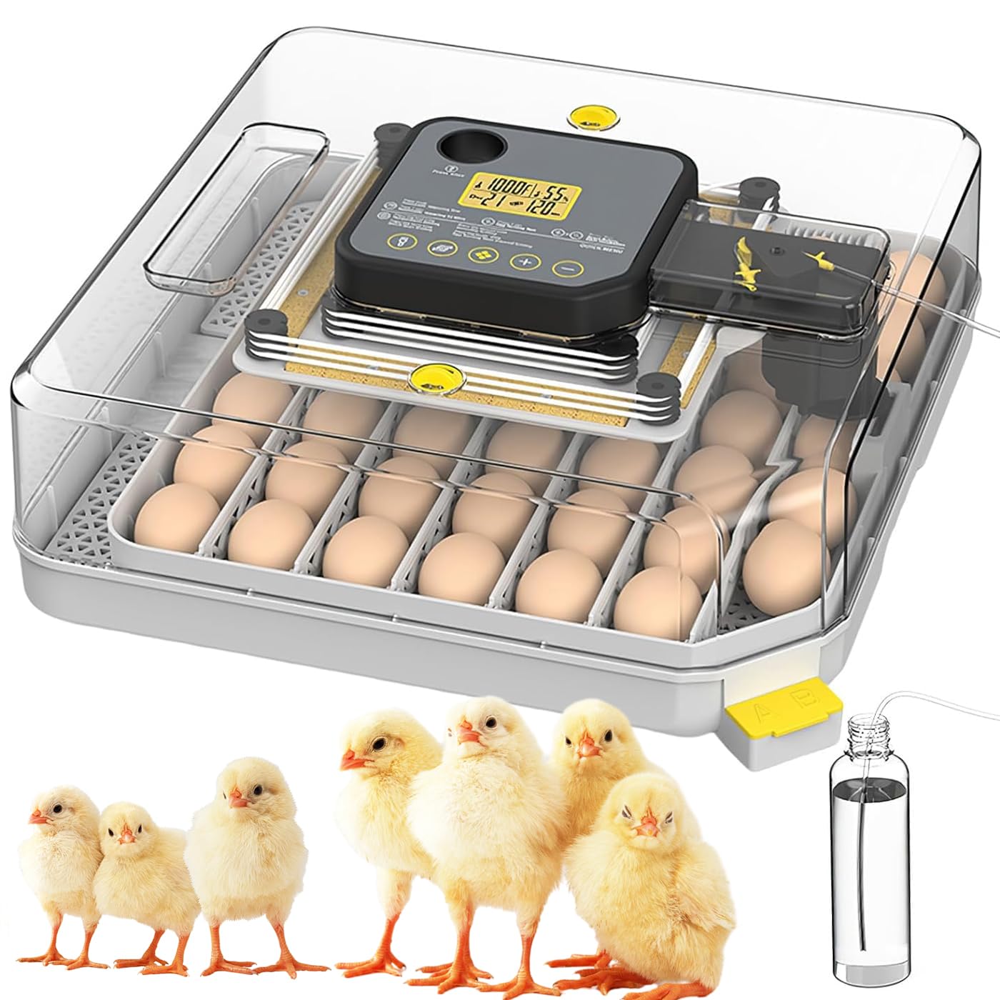 Incubadora de huevos de giro automático con control de temperatura y humedad para 48 huevos, dispositivo de incubación para aves de corral, palomas y aves de caza con alarma de vela de huevo