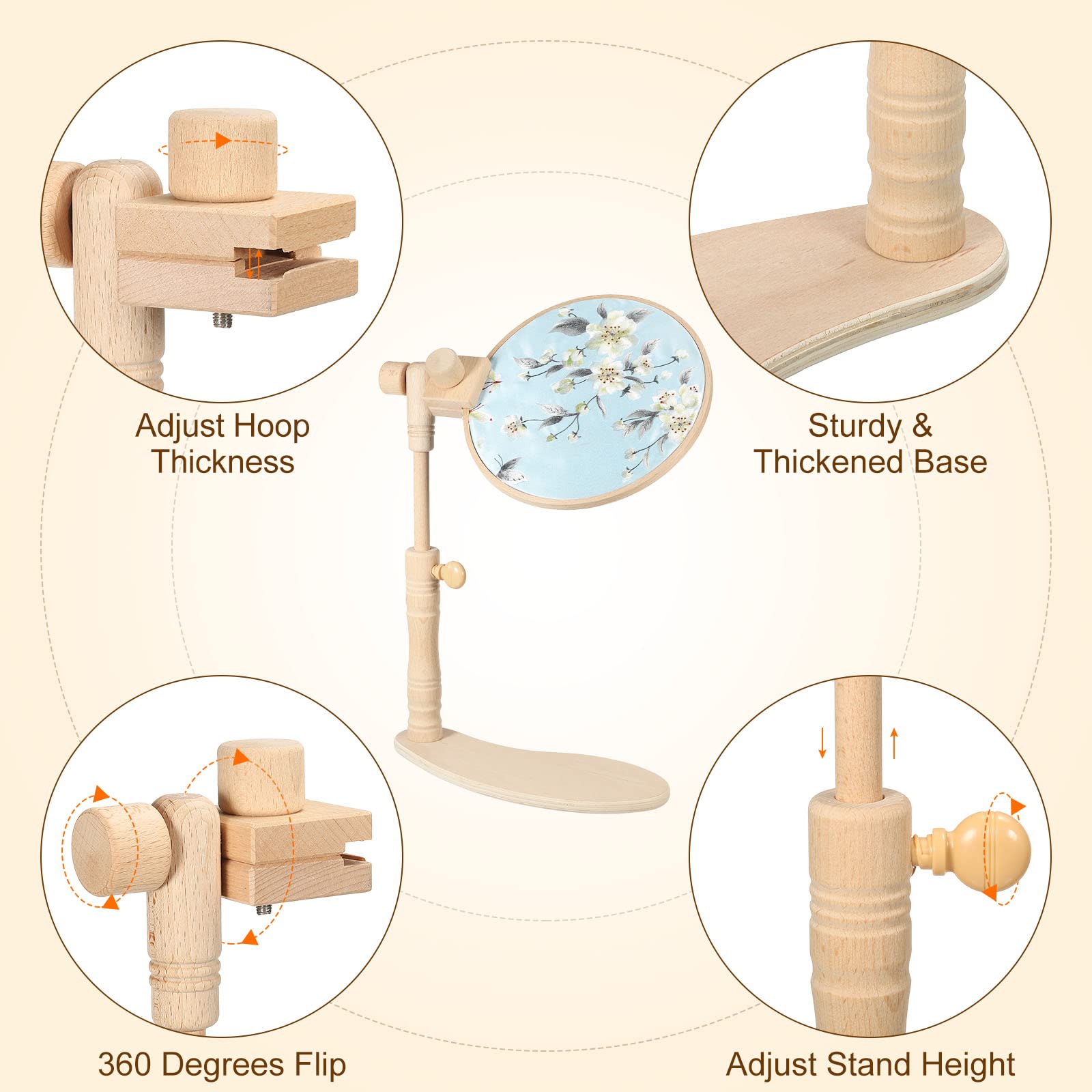 Dioche Support à Broder En Bois Réglable Pour Point De Croix