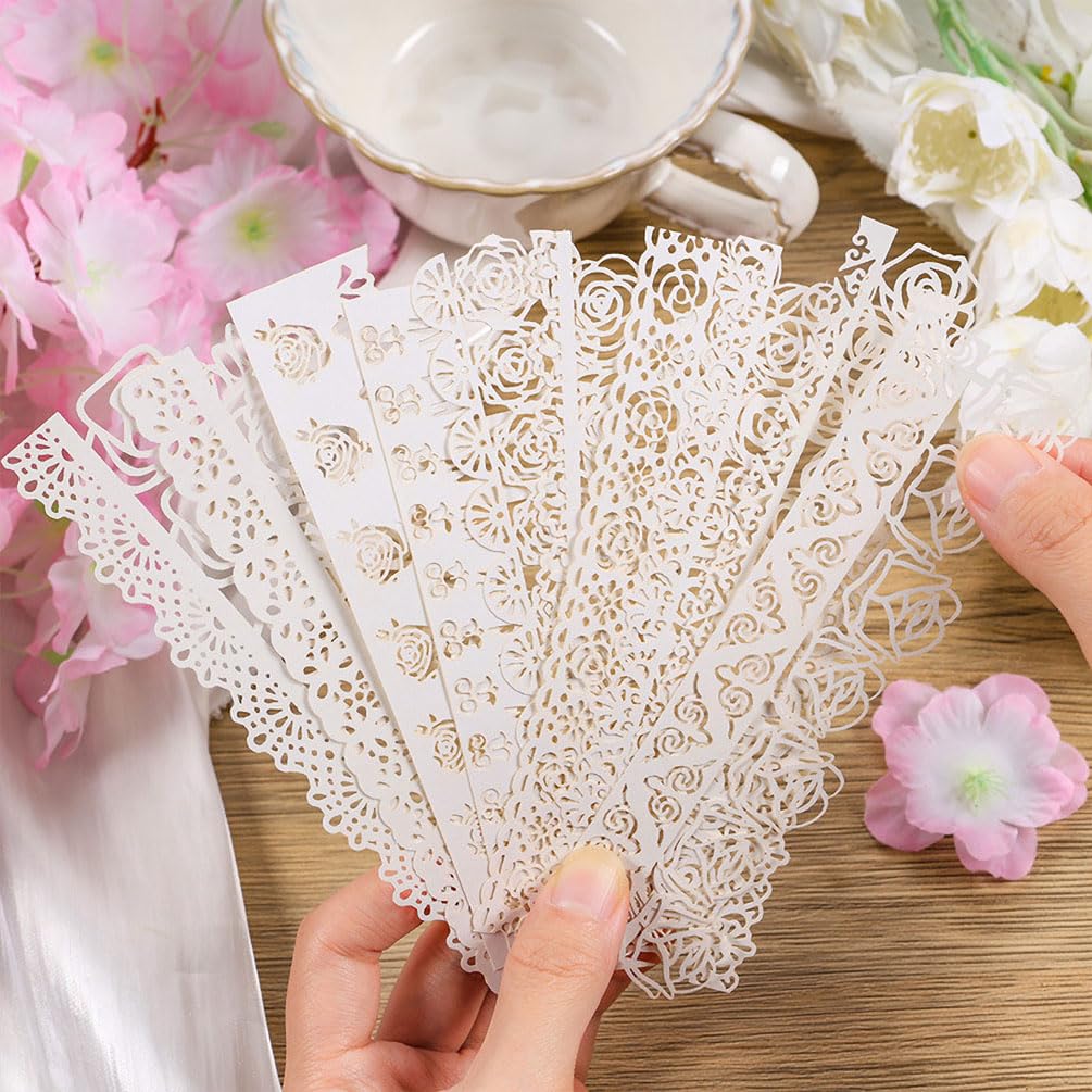Papier do scrapbookingu, 80 sztuk papieru do scrapbookingu z koronką, pusty koronkowy kwiatowy wzór dekoracyjny pasek papieru do rękodzieła
