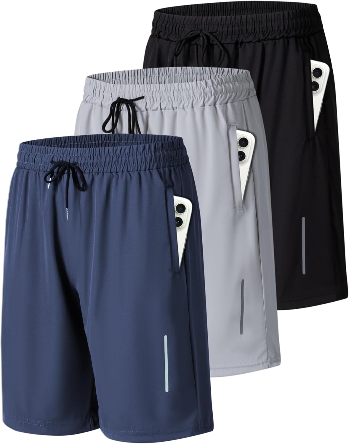 JWJ Mens Athletic Gym Workout Shorts Lightweight Quick Dry Running Basketball Shorts with Zipper Pockets