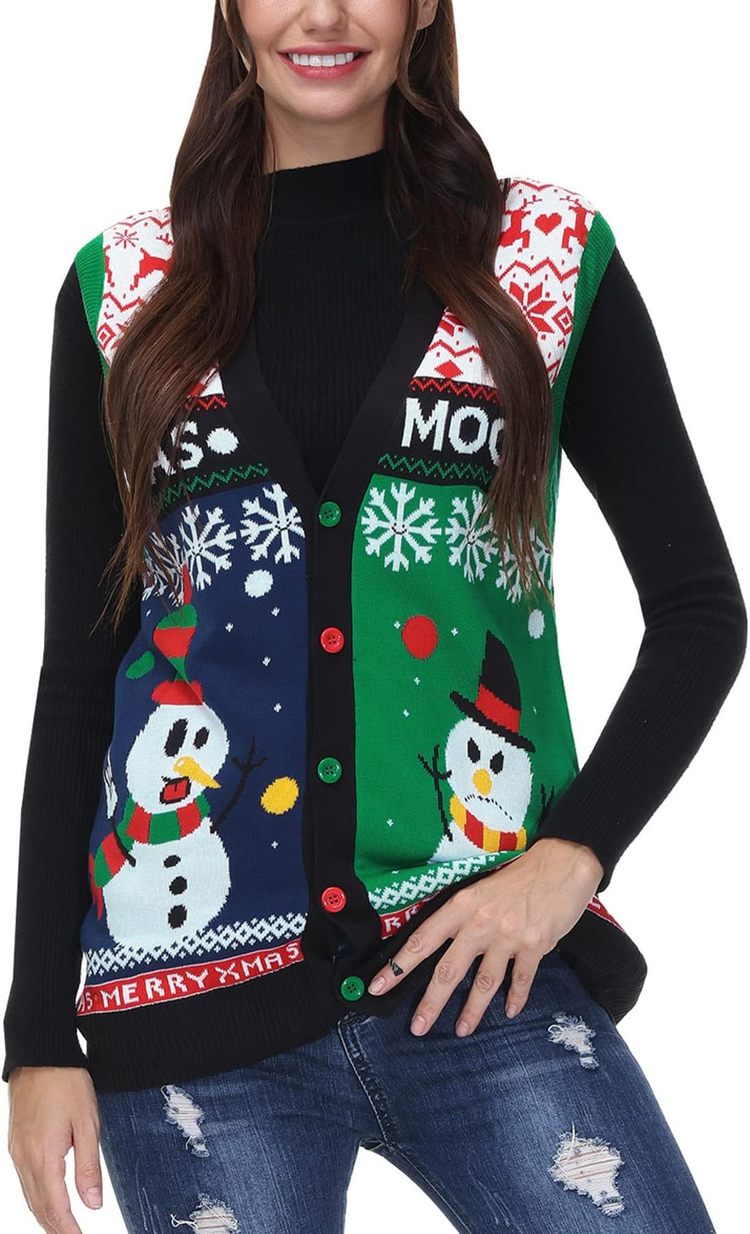 Womens Ugly Christmas Long Sleeve Pullover Sweater