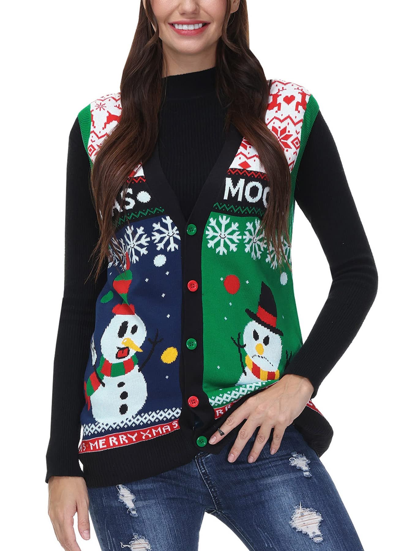 Womens Ugly Christmas Long Sleeve Pullover Sweater