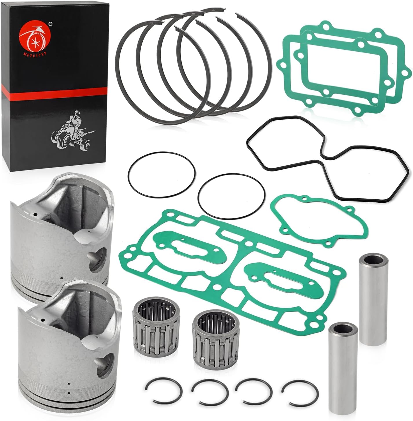 Top End Rebuild Kit 82mm STD DUAL Pistons + Ring Bearing Gasket 2008-2016 Compatible with Ski-doo 800R FREERIDE MXZ X RENEGADE SUMMIT GSX LTD