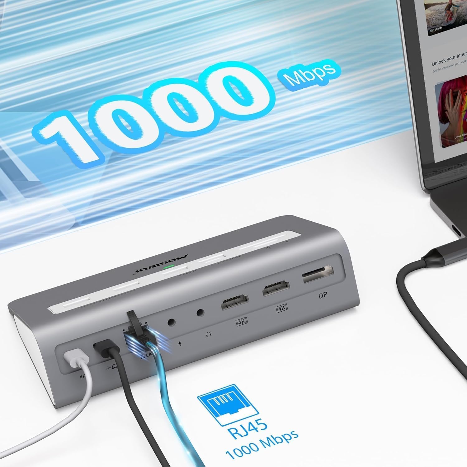 USB C Laptop Docking Station Dual Monitor, 14 in1 USB Hub Multiport Adapter with Dual 4K HDMI+DisplayPort,10Gbps USB A/C 3.1 and 2 USB 3.0,100W PD,Laptop Dock for Dell/HP/Windows/Mac
