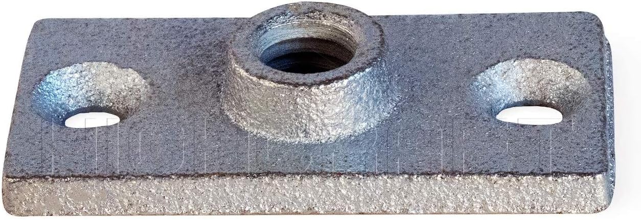 HighcraftPLTG12 Ceiling Flange Hanger Plate Threaded (Pipe), for DYI Plumbing and Industrial Decor, 1-3/8 W x 3-5/16 L, Iron, 1/2 in. Rod (Galvanized), Chrome