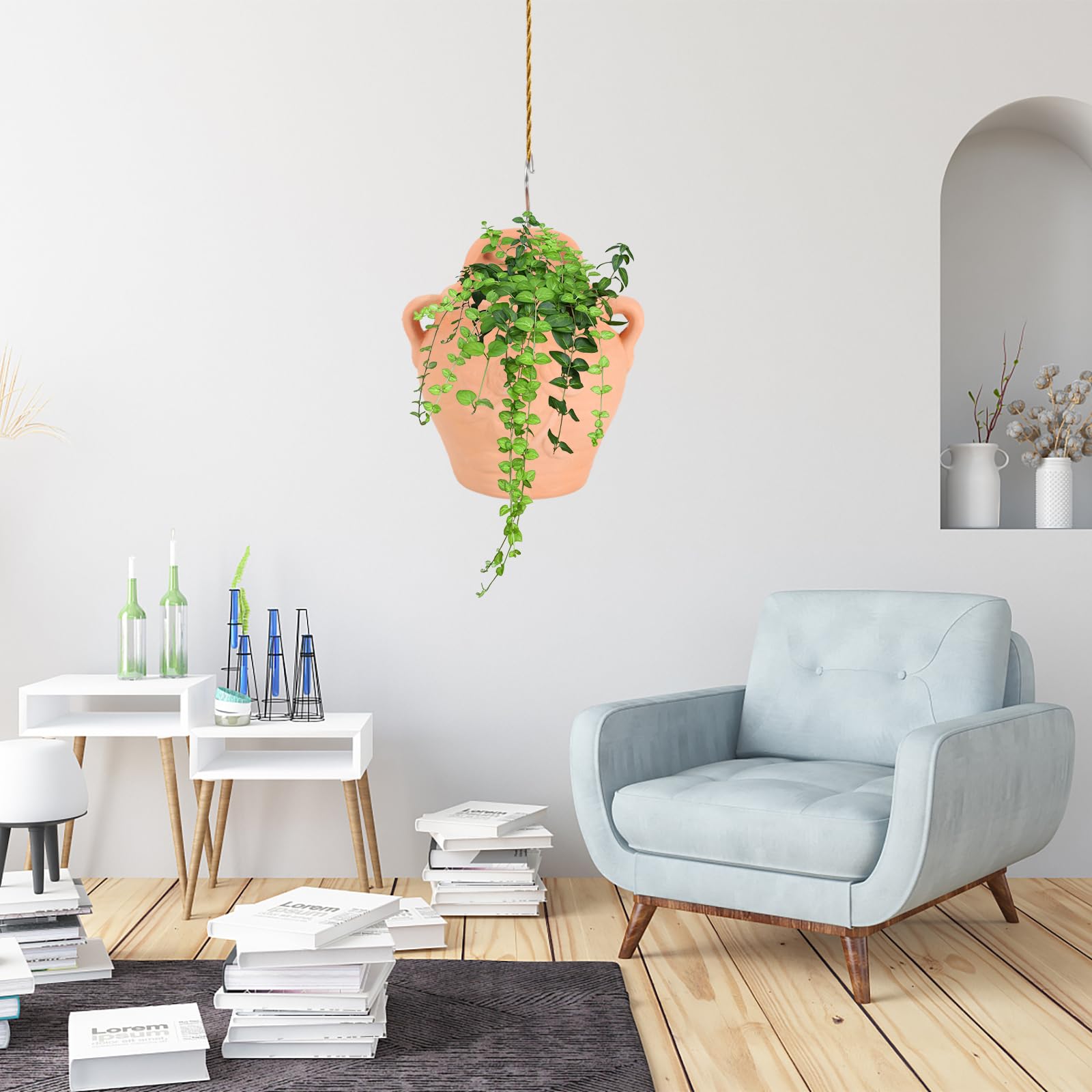 Yardwe Pot De Plante Suspendu en Terre Cuite 6.7 Pouces Jardinière Murale pour Balcon Jardin Intérieur Extérieur Décoration Suspendue pour Plantes Succulentes Et Fleurs