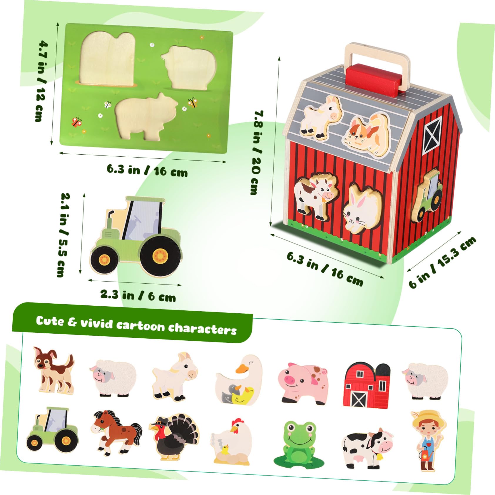 Granja Montessori de Madera para Set Educativo con Animales de Madera Natural para Desarrollo Cognitivo y Coordinación Manual Preescolar