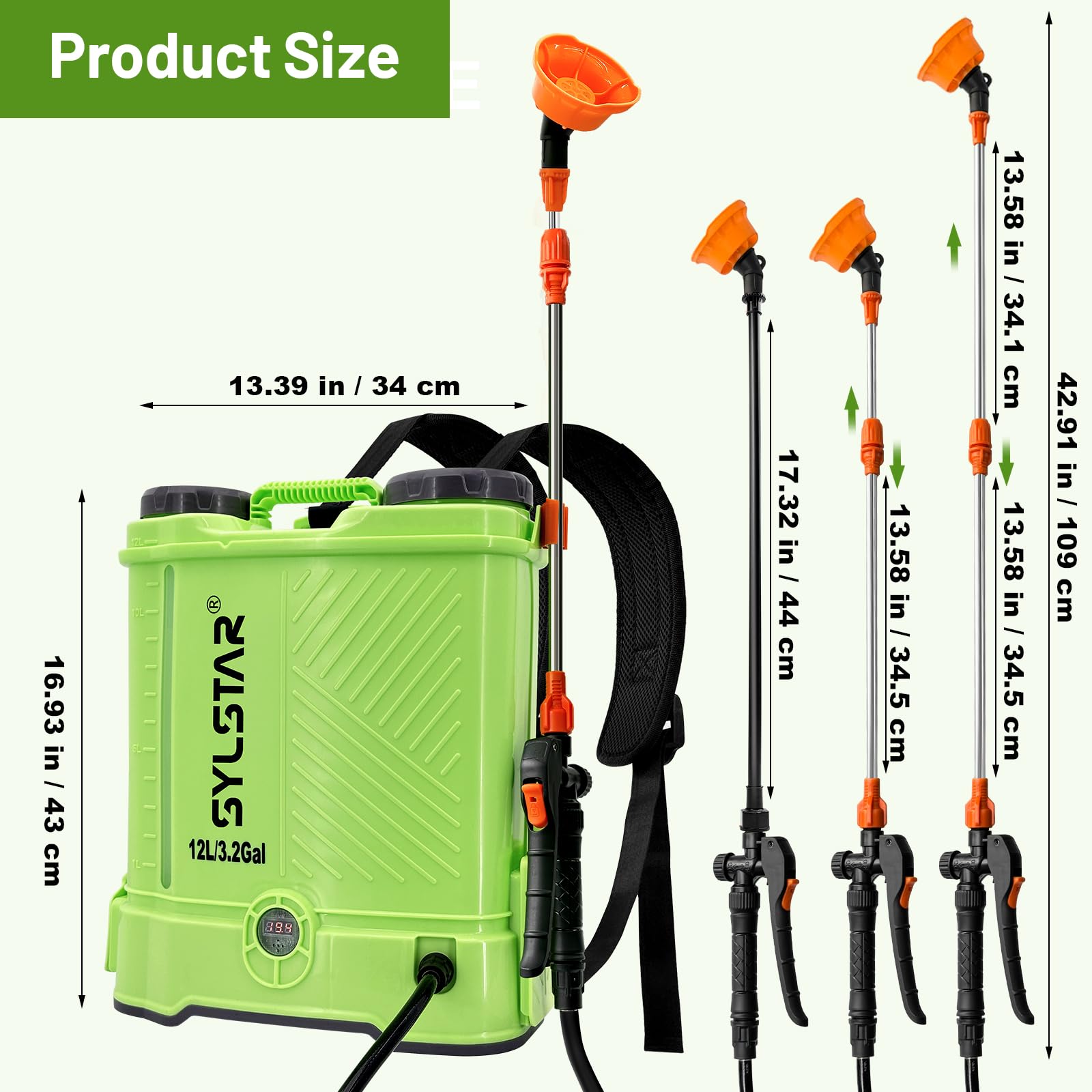 SYLSTAR Pompa Irroratrice 12L, 5.5Bar Pompa a Spalla a Batteria Compatibile con Makita 18V Batterie, Spruzzatore a Pressione Velocità Regolabile,5 Ugelli Pompa a Spalla(Caricabatterie Incluso)