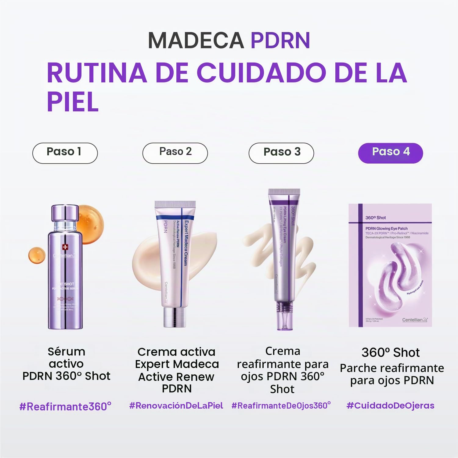 CENTELLIAN 24 360 Shot PDRN - Parche brillante para los ojos (6 juegos, 12 unidades) – Parches de hidrogel revitalizante instantáneo y revitalizante de círculos oscuros debajo de los ojos con PDRN