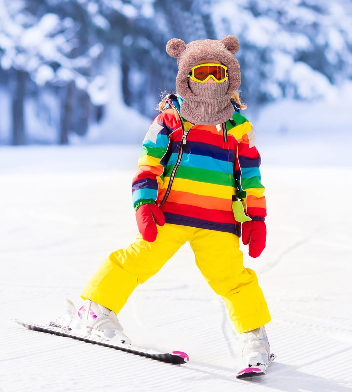 Jastore Kid Winter Hat Scarf Set Boys Girls Knit Hood Hats Balaclava Beanie Hat Warm Fleece Lining Scarf Skull Cap - Image 5