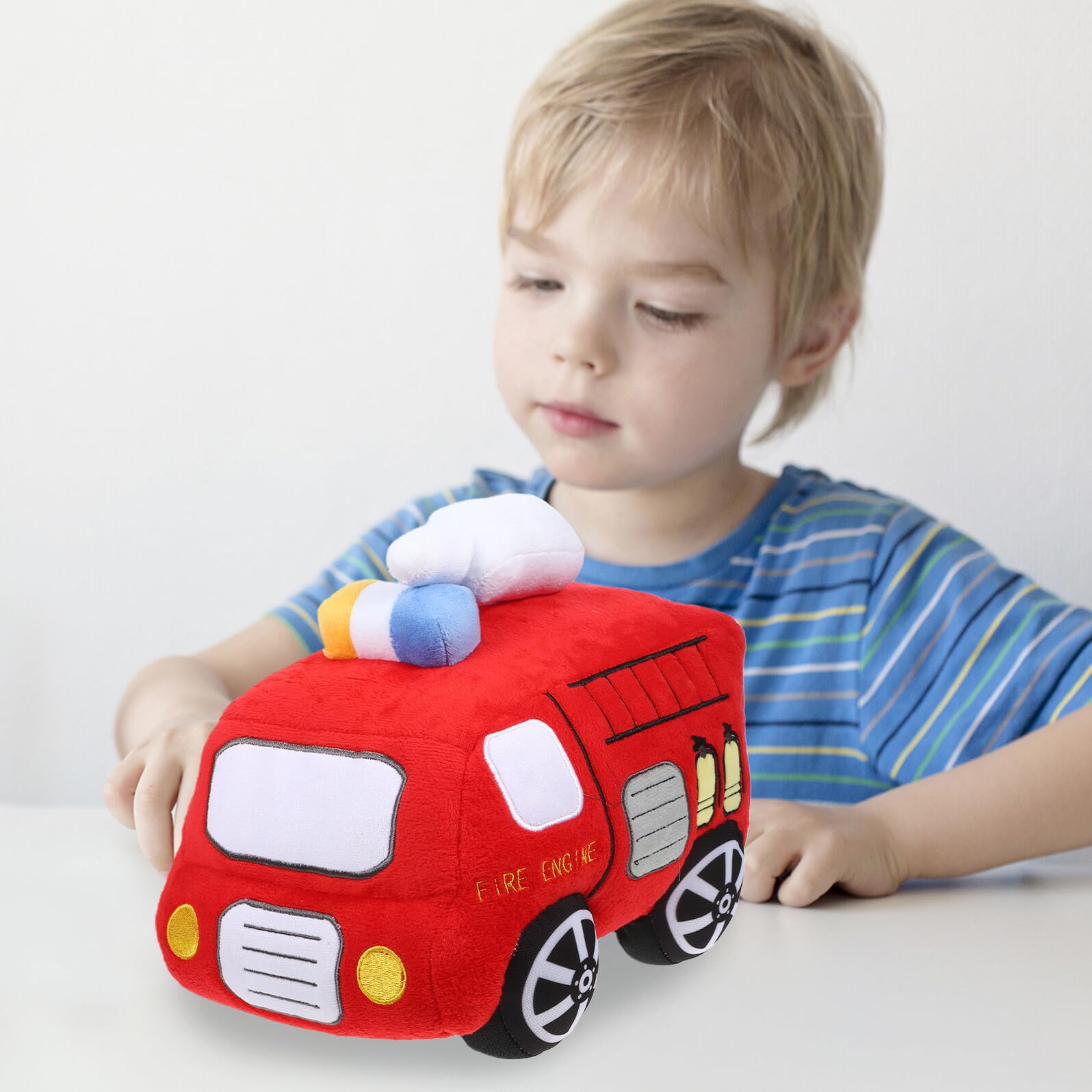 Toyvian Muñeco De Camión De Bomberos Suave Muñeco De Peluche para Sala De Estar Sofá y Coche Juguete De Peluche Modelo De Camión De Bomberos