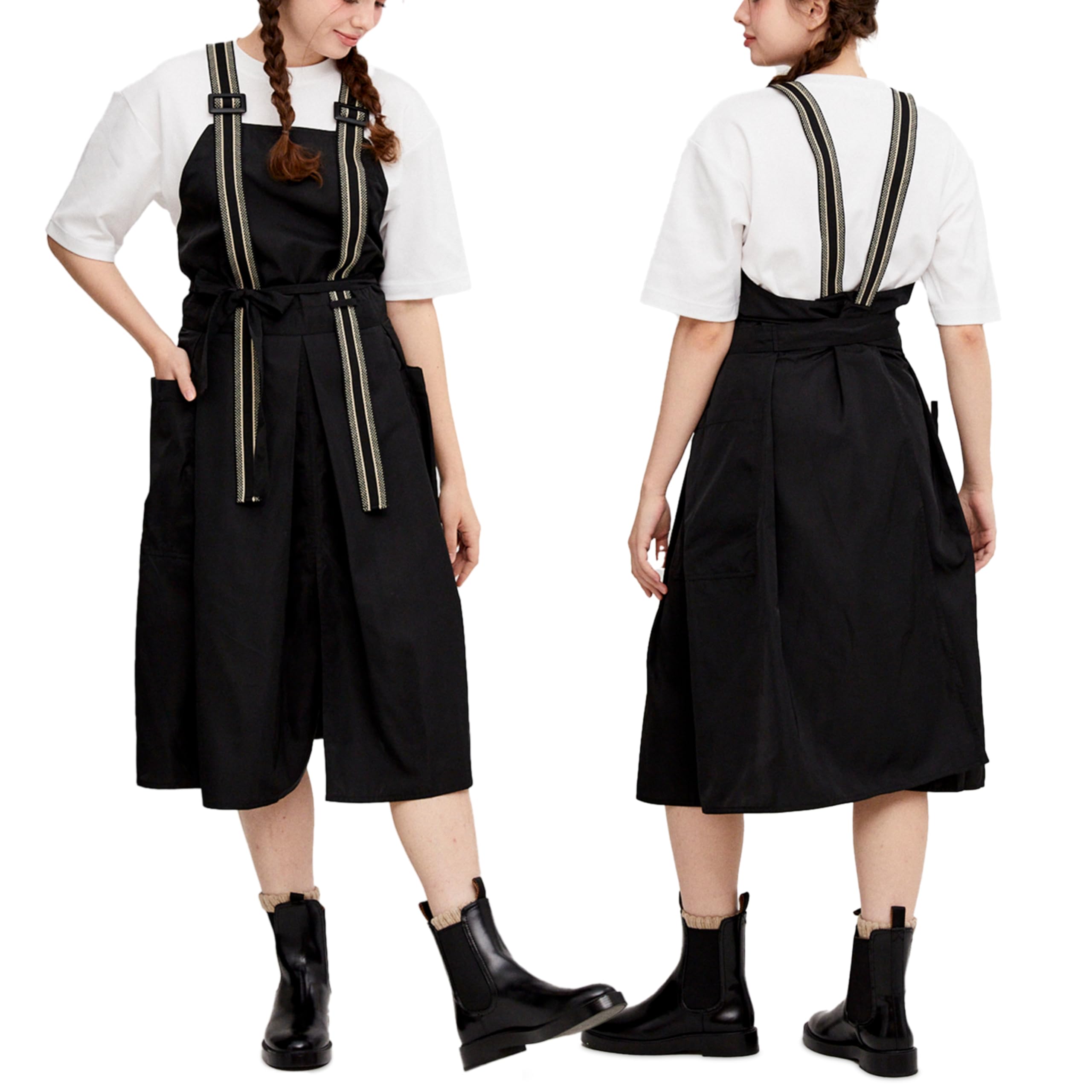 Soo Sun Professional Apron with Elastic Straps, Full Coverage Wraparound Design, 2 Pockets -Kitchen, Salon, Craft, Artist -S/M