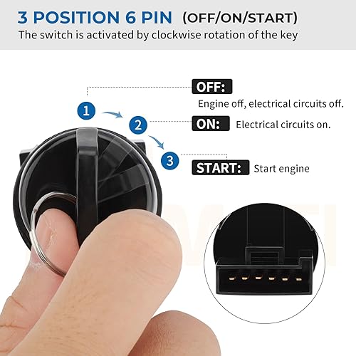 Miniatura 3 de Interruptor de llave de encendido 3 posiciones 6 pines para Polaris Ranger RZR Sportsman Scrambler Magnum Trail Blazer Trail Boss Xplorer Xpedition
