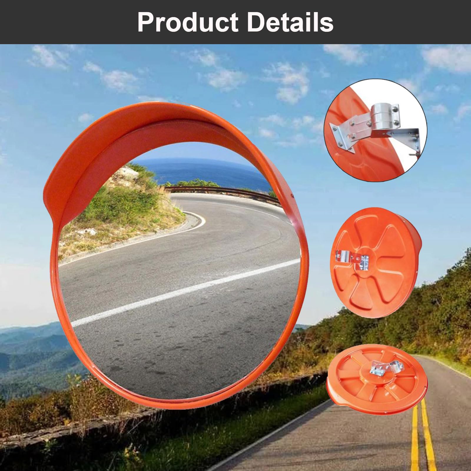 Comioke Ø30cm Specchio Stradale, Specchio di Sorveglianza, Convex Traffic Mirror, Specchi Sicurezza per il Traffico con Staffa e Viti, per Strade, Magazzini, Garage e Negozi (Rosso)
