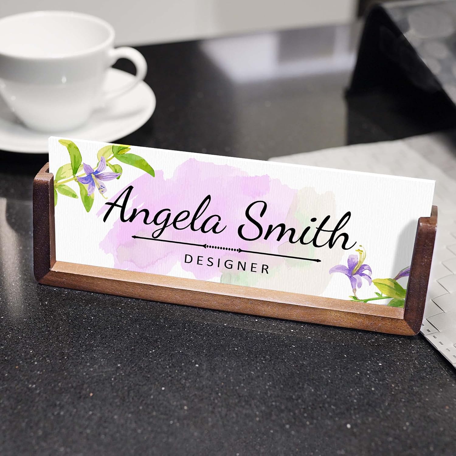 Office Desk Name Plate Personalized Acrylic Desk Name Plate with Wooden Base Teacher Name Plate Office Decor Unique Gift (Layout-9)