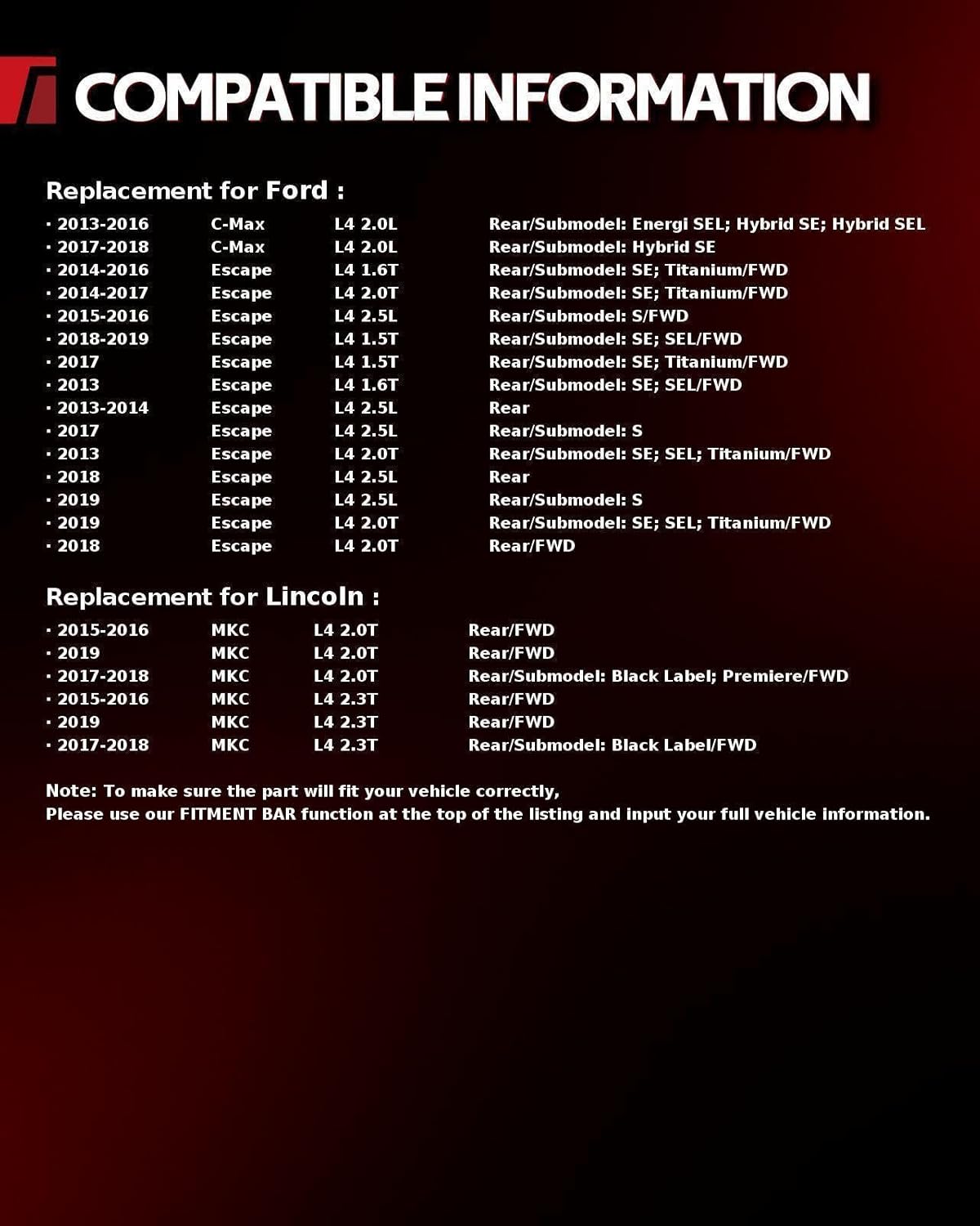 Torchbeam 2PCS Rear Wheel Hub Bearings Wheel Hub Bearings for 2013-2019 Ford Escape FWD, 2013-2019 Ford Escape, 2013-2018 Ford C-Max, 2015-2019 Lincoln MKC FWD W/ABS 5 Lug 512499