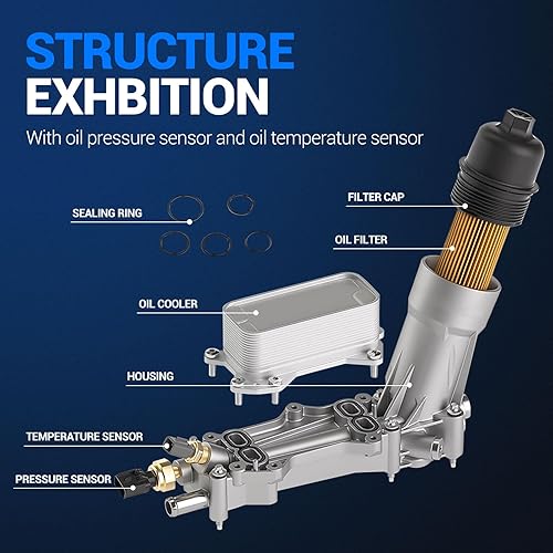 Miniatura 6 de Autoround 5184294AE - Enfriador de aceite de motor con carcasa de filtro de aceite para Jeep Wrangler/Grand Cherokee, Ram 1500, Dodge