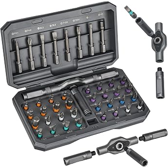 42 IN 1 Magnetischer Schraubendreher Set Multi-Bit-Magnetschraubendreher-Set mit Abnehmbarem Ratschengriff Ratschenschraubendreher-set mit 40 Bits f r enge Arbeitsbereiche
