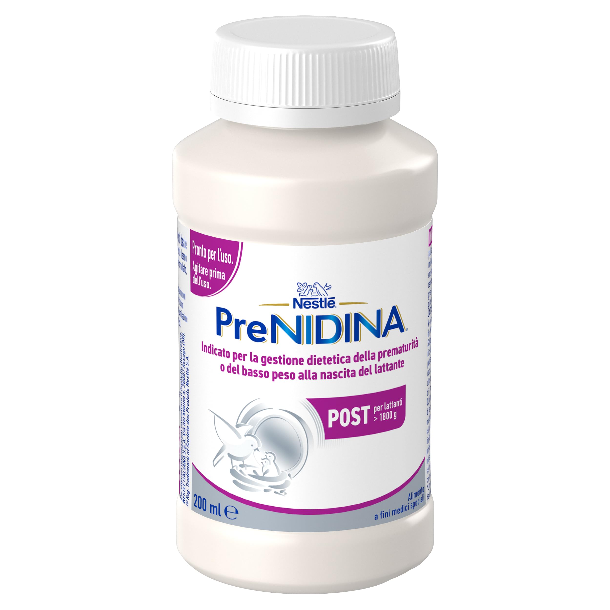 PreNIDINA Post Liquido Alimento a Fini Medici Speciali, 12 bottigliette da 200ml (2,4L)