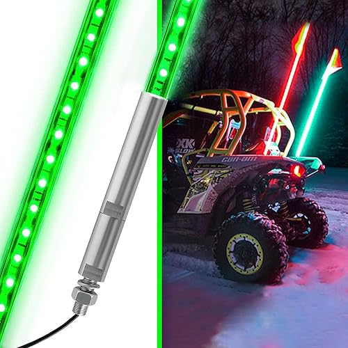 Miniatura 7 de 4 pies LED Látigo Luces Rojas Impermeables con Asta de Bandera y Bandera para Seguridad para Can-Am Maverick X3 Sand Dune Buggy UTV ATV 2020 Polaris