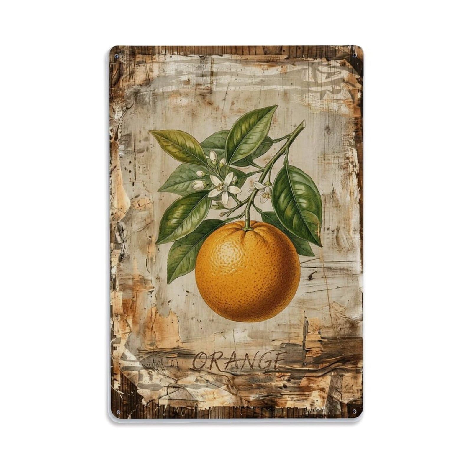 Orange Citrus Fruit Vintage Metal Tin Sign Plaque Wall Decor for Cafe, Club, Garden Metal Poster 8x12Inch