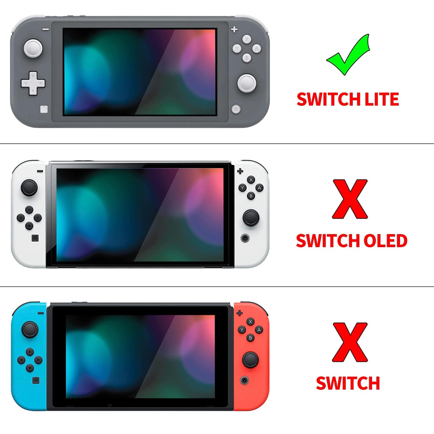 playvital Cover Trasparente per Nintendo Switch Lite, Custodia Rigida Grip Ergonomico & Pellicola in Vetro Temperato & Gommini & Copri Tasti, Accessori AntiGraffio per Switch Lite