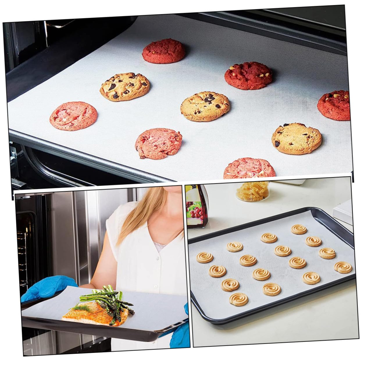 Silikon Backmatte Rolle Weiß, Antihaft und Wiederverwendbar für Backofen