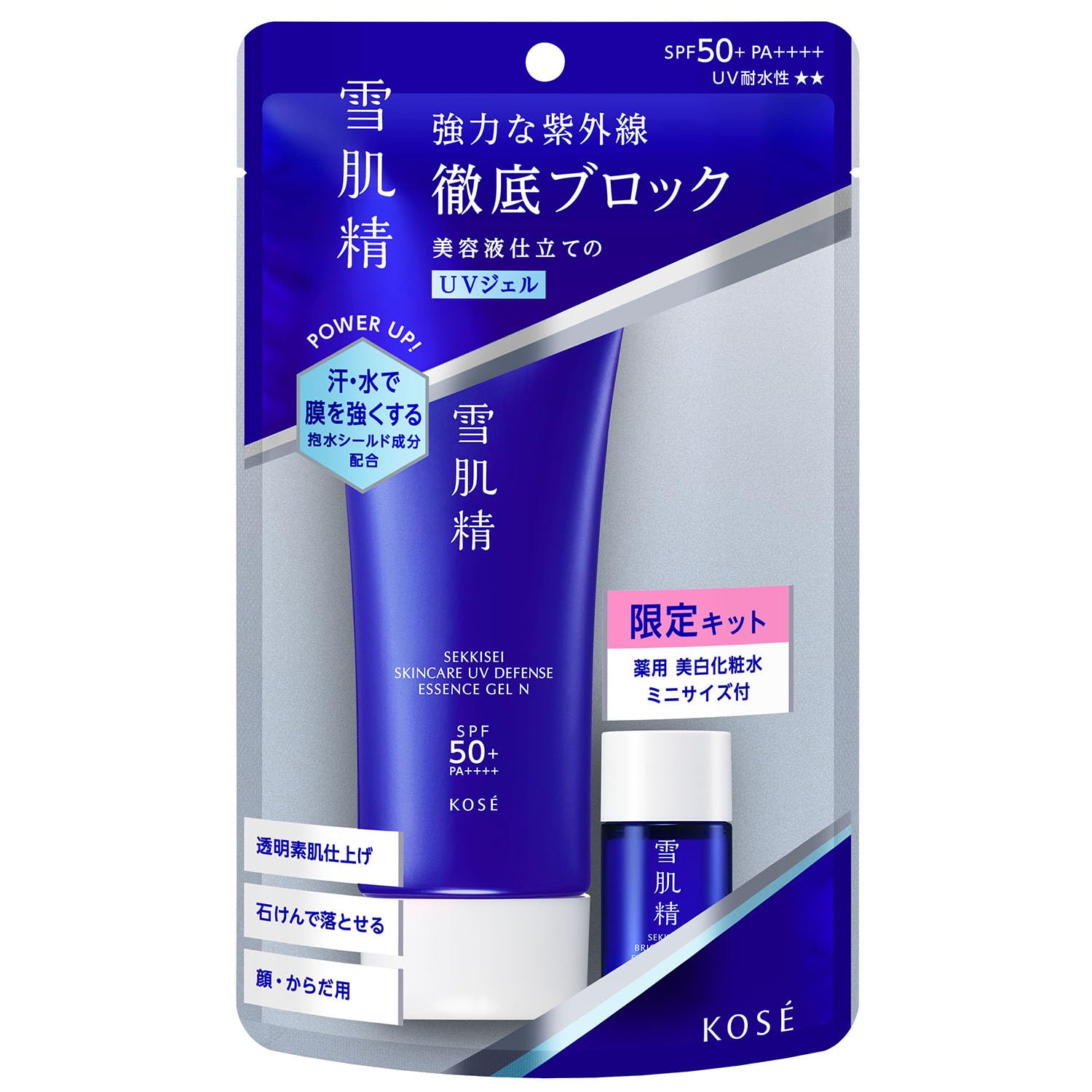 雪肌精 【医薬部外品】 スキンケア UV エッセンス ジェル キット N 本品+化粧水14mL SPF50+/PA++++ ウォータープルーフ 顔・からだ用 ハトムギ