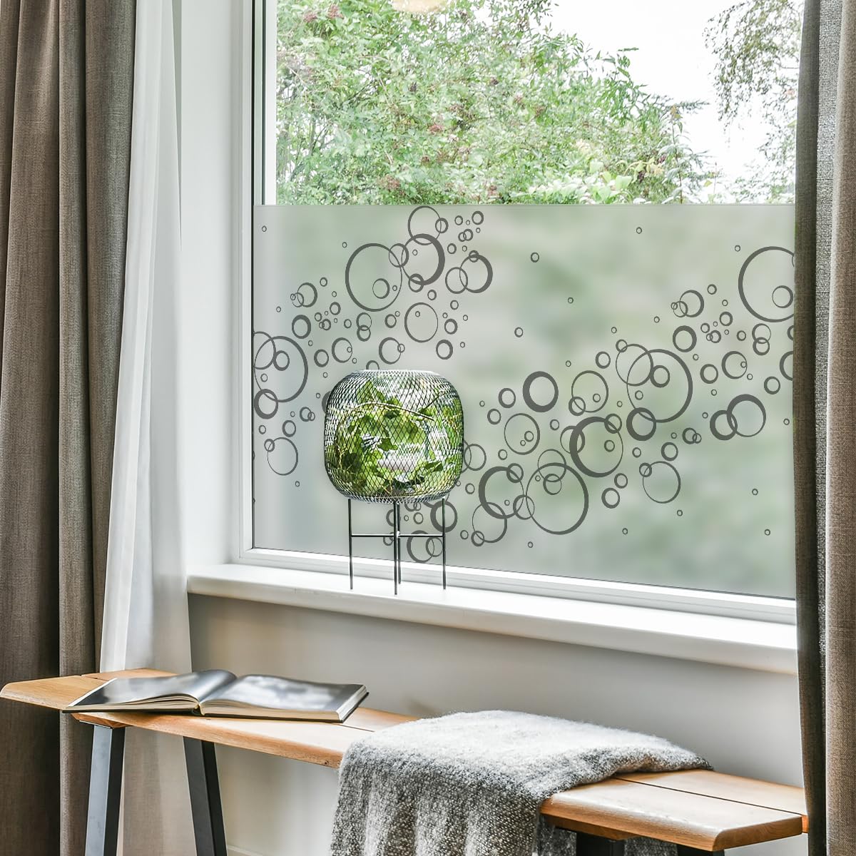 Ambiance Sticker Self-Adhesive Privacy Film for Window & Shower Door, Opaque, Air Bubbles - Self Adhesive for Window & Shower Door, Large - H 40 x L 100 cm