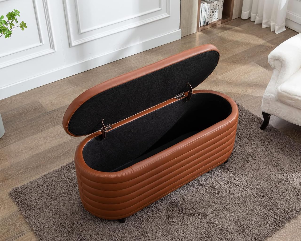 Fabrique Melton Suede Fabric Fabric 2-Seater Ottoman Bench in Brown – Stylish Sofa Bench with Hidden Storage for Living Room & Bedroom | Comfortable Seating | 5-Year Warranty 4