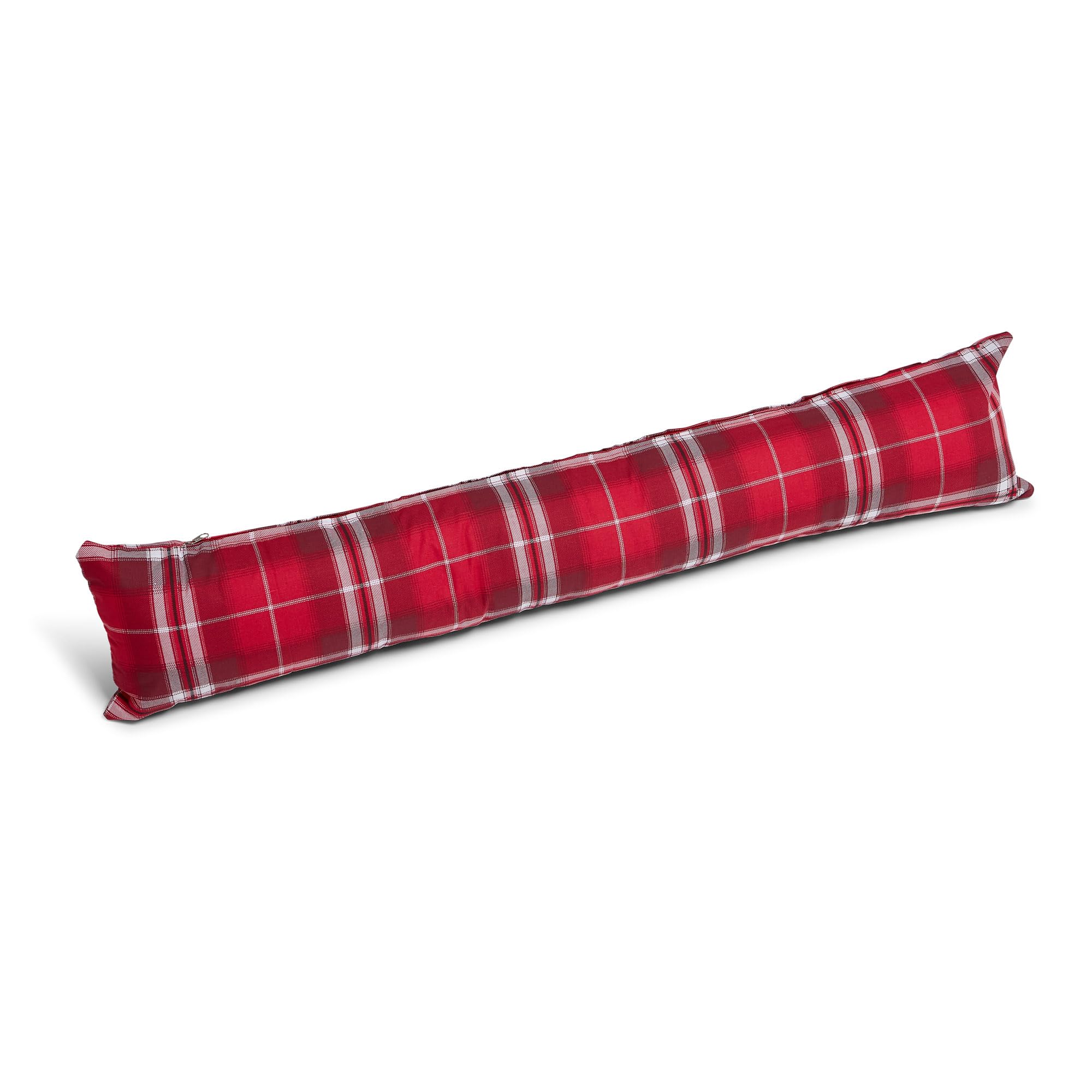 Highland Tartan Check GREY RED GREEN Draught Draft Excluder Energy Saving Long Door Sausage Cushion with Zipped Removable Cover (RED 87cm LONG)