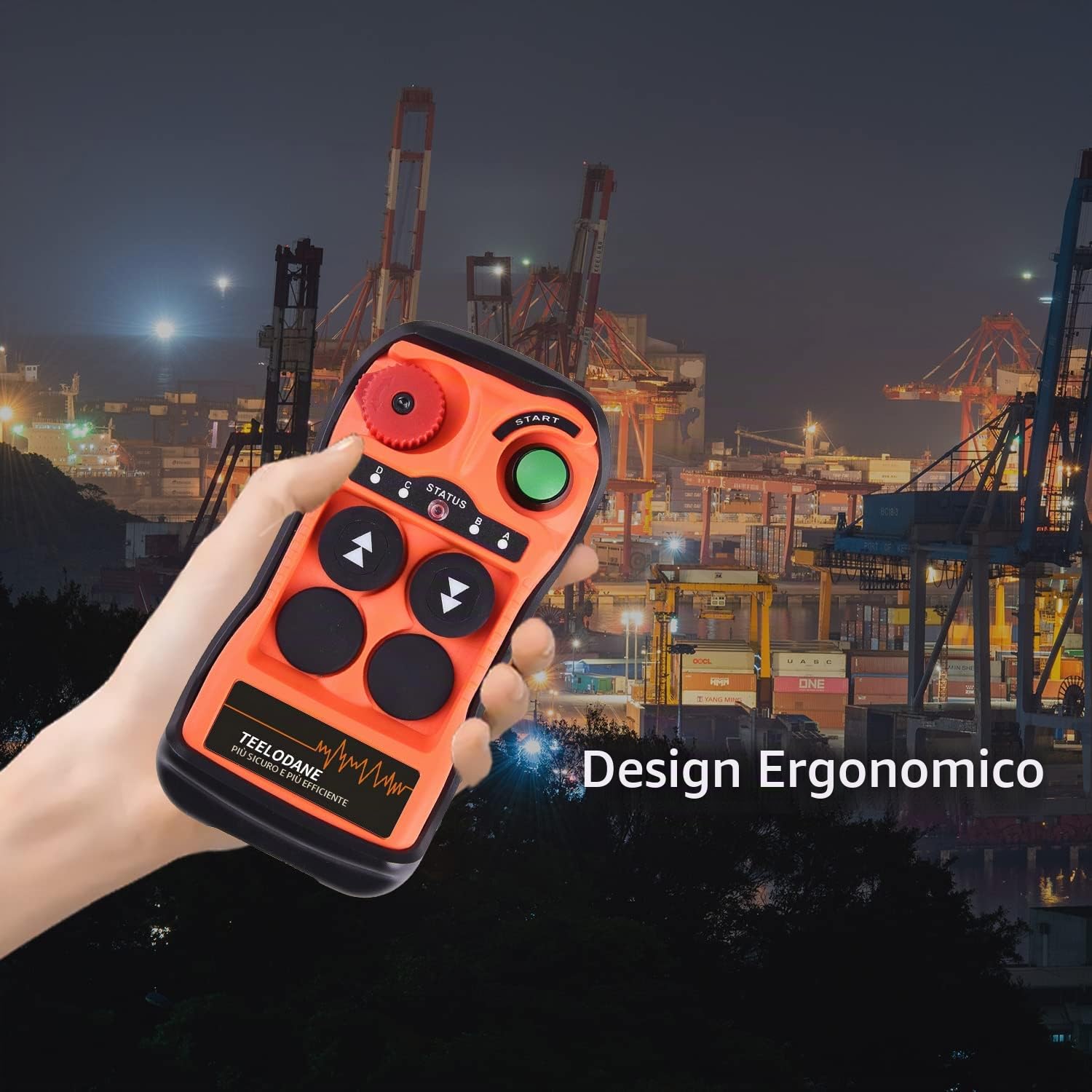 Kit telecomando per gru wireless industriale Q200 1 pulsante Motion 2 Ricevitore trasmettitore paranco elettrico 12v 24v con arresto di emergenza (AC/DC 12-24V)
