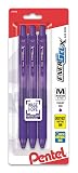 Pentel EnerGel-X Retractable Liquid Gel Pen, 0.7mm, Medium Line, Metal Tip, Violet, 3 Pack (BL107BP3V) – view 1