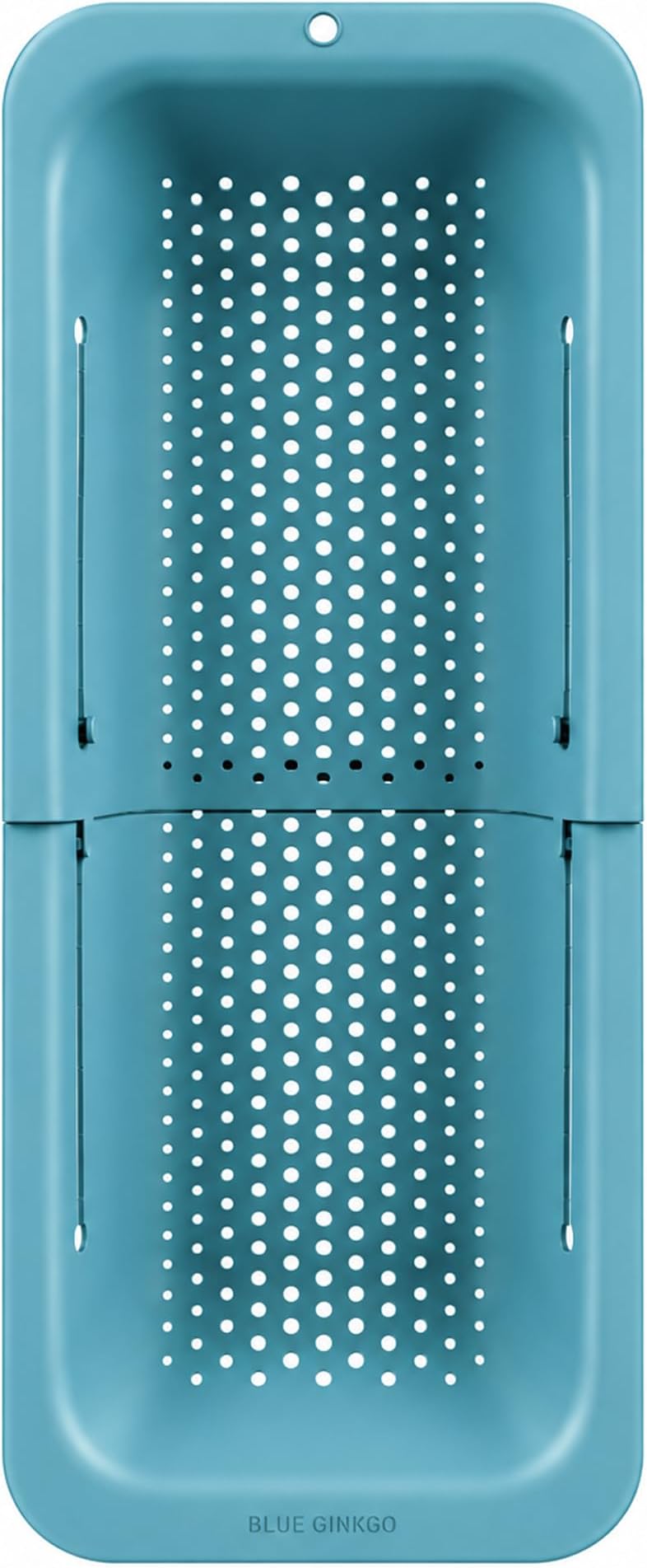BLUE GINKGO Over the Sink Colander Strainer Basket - Wash Vegetables and Fruits, Drain Cooked Pasta and Dry Dishes - Extendable - New Home Kitchen Essentials (7.9 W x 14.5-19.5 L x 2.75 H) - Teal