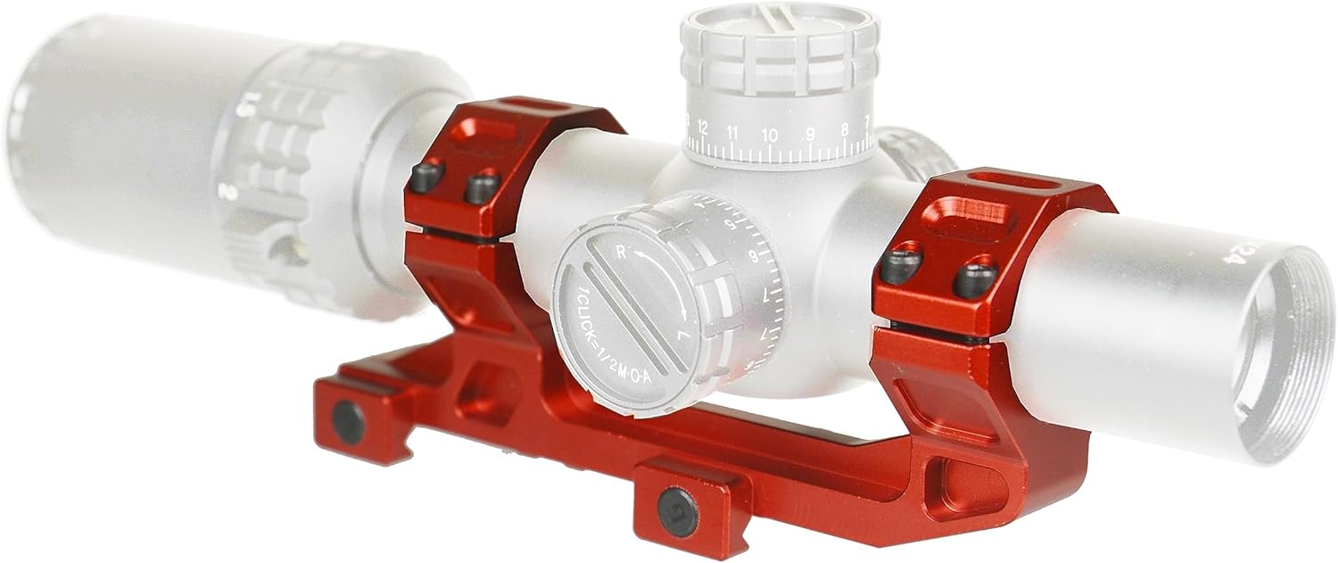 TWP Cantilever Picatinny Scope One Piece Ring Mount, 30mm with 1" Inserts, Precision Made Mid Height Profile Center Height 38mm, Spacing 70mm, Anodized Red Color