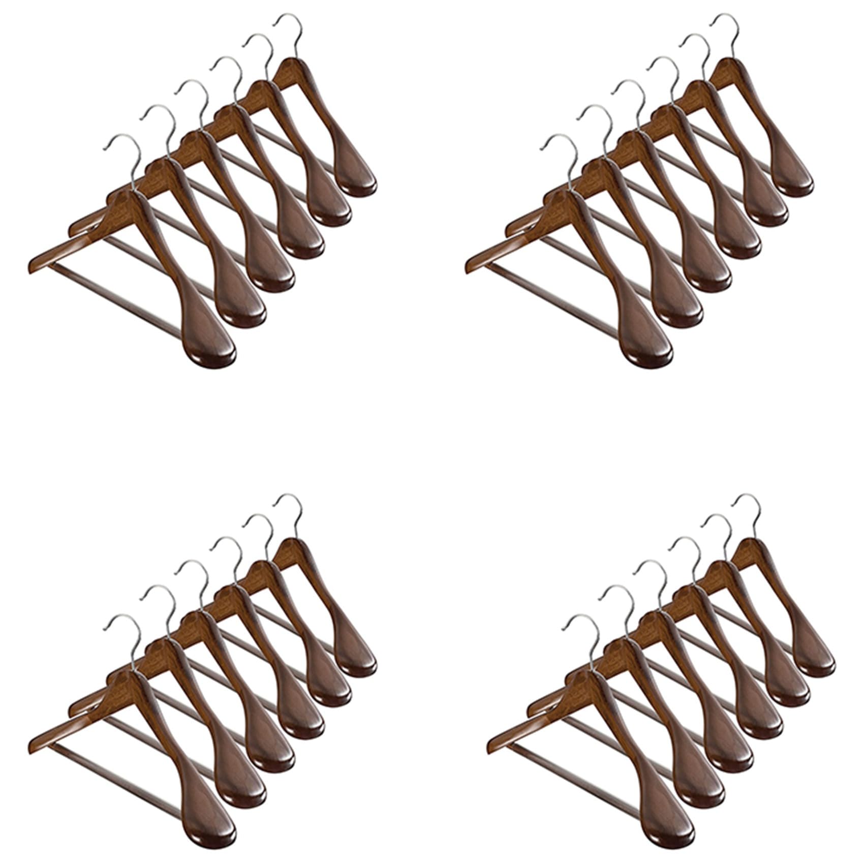 Cintre de costume en bois anti-déformation avec barre pantalon x24