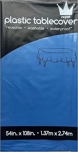 ROYAL7 - Paquete de 3 manteles rectangulares de plástico desechables para picnic, cumpleaños, barbacoa, fiesta, boda (azul, rectangular, 54 pulgadas