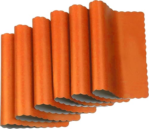Miniatura 2 de Manteles individuales de papel, desechables, borde festoneado (naranja, 100)