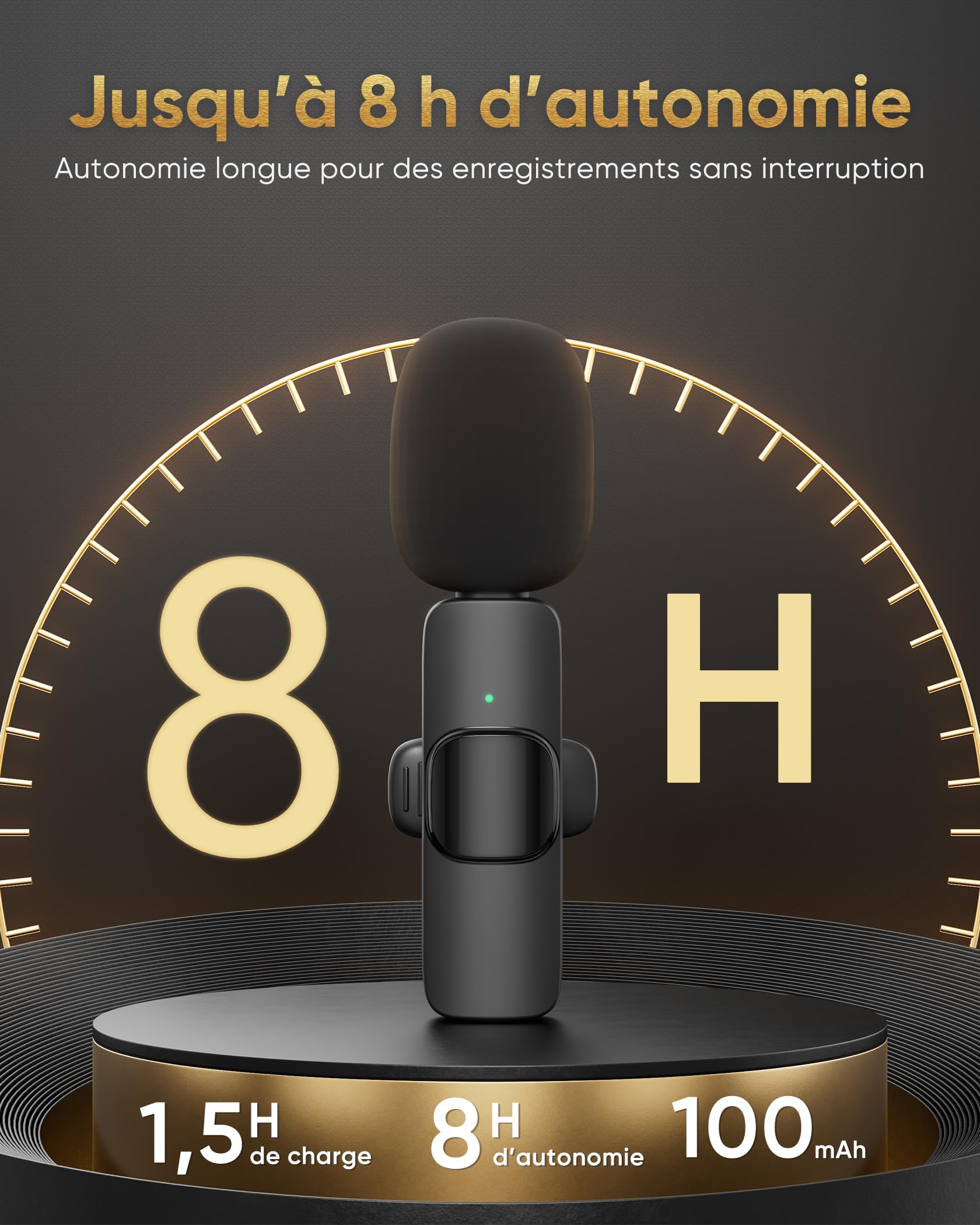 Micro Cravate sans Fil pour iPhone/iPad/Téléphone Android/Ordinateur Portable, IUMAKEVP Plug-Play Microphone à Clipser Revers avec Réduction du Bruit pour Enregistrement Vidéo/Vapeur en Direct(2 Mics)