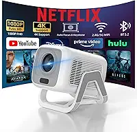Bettdow Projetor 4k [Netflix-Licensed], Projetores Portatil 12000 Lumens Full Hd 1080p Compatível Com Android 13, HDR10+ Retroprojetor WiFi 6 BT 5.2, Keystone automático, Foco Automático