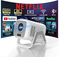Bettdow Projetor 4k [Netflix-Licensed], Projetores Portatil 12000 Lumens Full Hd 1080p Compatível Com Android 13, HDR10+ Retroprojetor WiFi 6 BT 5.2, Keystone automático, Foco Automático